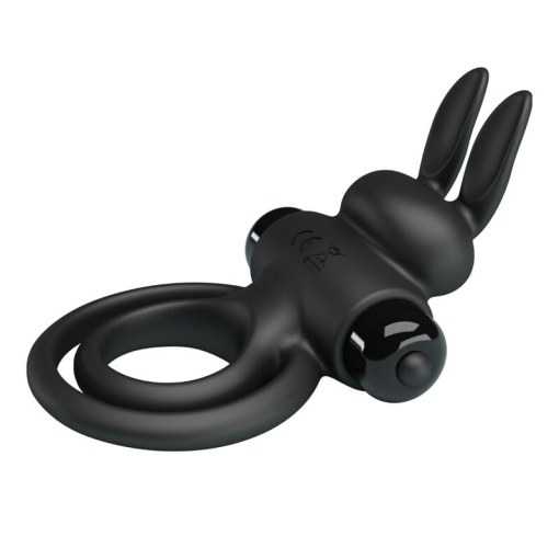 Inel penis cu stimulare clitoridiana Pretty Love Vibro Penis Ring Bunny III Black - Img 4