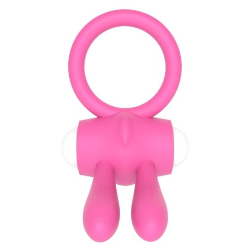 Inel vibrator puternic cu stimulator clitoridian POWER CLIT COCKRING PINK - Img 2