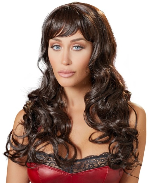 Long, wavy wig, brown (55 cm) - Img 2