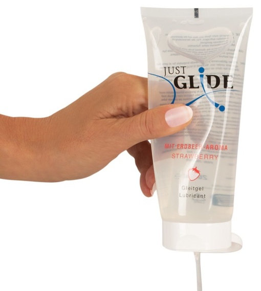 Lubrifiant pe baza de apa cu aroma de capsuni Just Glide Strawberry, 200ml - Img 2