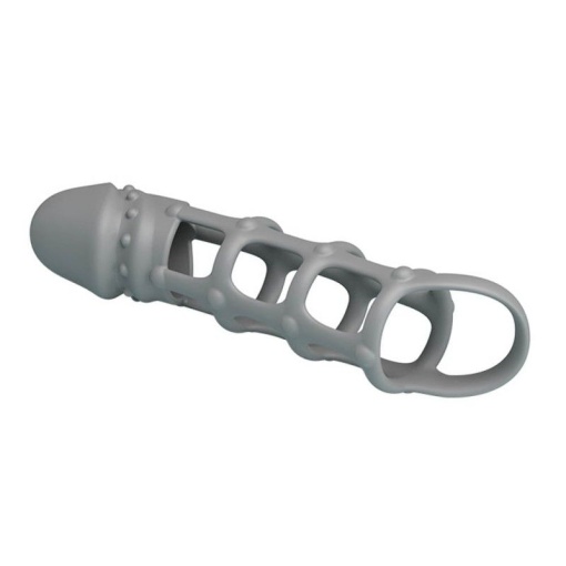 Manson din silicon cu cap proeminent Pretty Love Penis Sleeve With Ball Strap White - Img 4