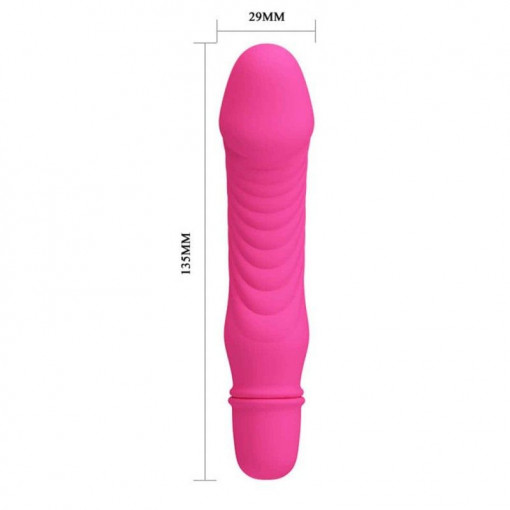 Mini vibrator din silicon cu design realist Pretty Love Stev Vibrator Pink 12.3cm - Img 2