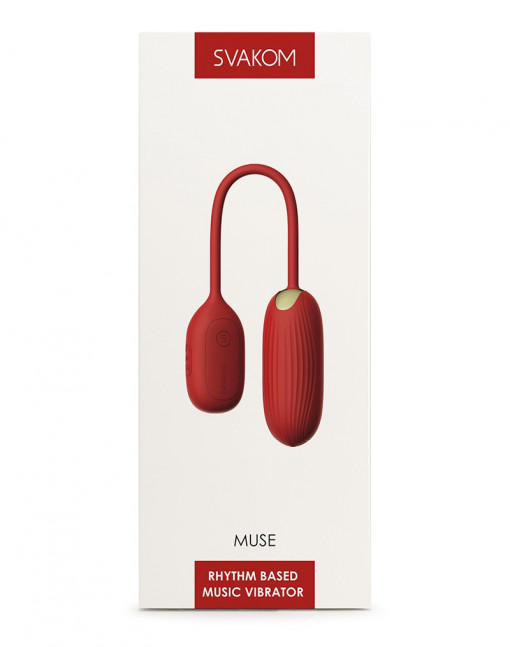 Ou Vibrator SVAKOM Muse Red - Music Control Bluetooth Silicon Rosu - Img 2