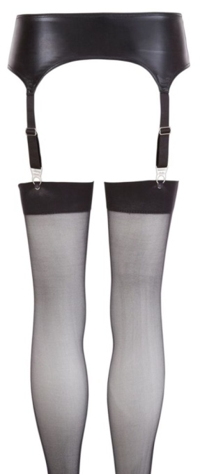 Portjartier cu aspect wetlook si ciorapi Suspender Belt and Stockings, Orion - XL - Img 2