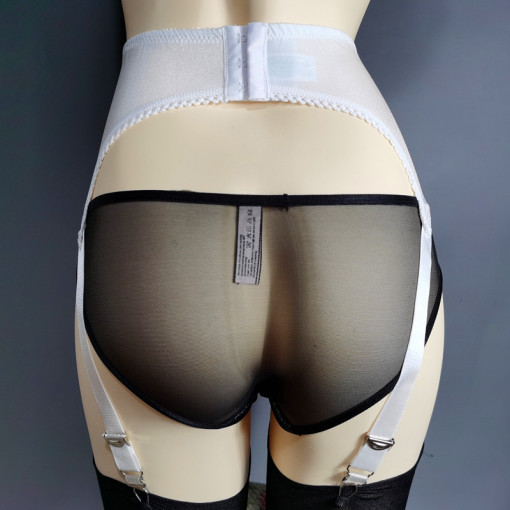 Portjartiera sexy din material elastic si dantela florala - Img 4