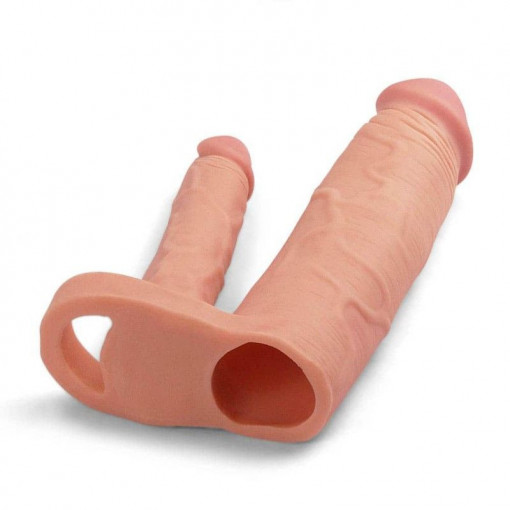 Prelungitor penis cu stimulator anal 2" Double Penis Sleeve 20cm - Img 2