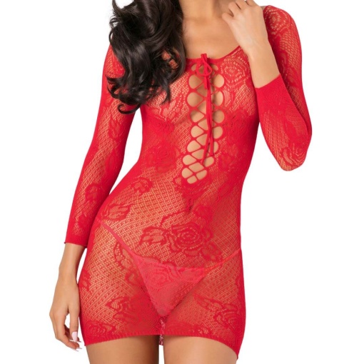 Rochie sexy din plasa cu motive florale si maneci lung TIE BREAKER RENE ROFE - OS - Img 2