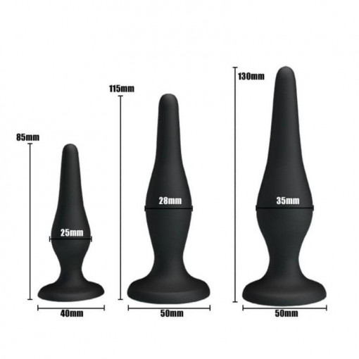 Set 3 pluguri anale din silicon, cu ventuza Pretty Love Mini Anal Kit - Img 2