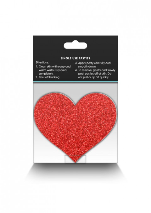 Set de 2 accesorii autoadezive sub forma de inima pentru sfarcuri Pasties Glitter Hearts 2 Pair, red