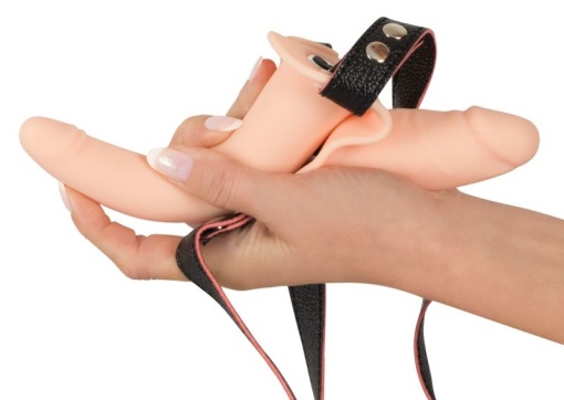 Strap-on dublu din silicon cu vibratii - Img 2