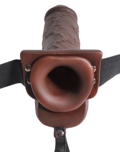 Strapon cu cu dildo gol prelungitor penis 9" Hollow Squirting Strap-on with Balls 25cm - Img 4