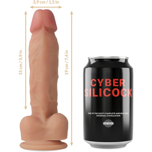 Strapon cu hamuri cu dildo in forma de penis realist din silicon lichid Cybersilicock Oliver 19 CM - Img 3