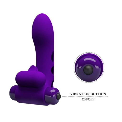 Vibrator cu manson pentru degete cu stimulator pentru clitoris Pretty Love Orlando Purple (9cm) - Img 2