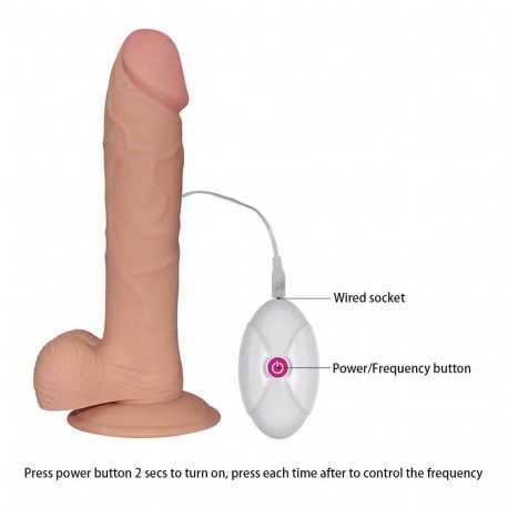 Vibrator de mari dimensiuni The Ultra Soft Dude - Vibrating Flesh 22.5cm - Img 3