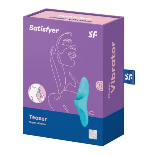 Vibrator din silicon SATISFYER Teaser light finger albastru 12.5cm - Reincarcabil - Img 3