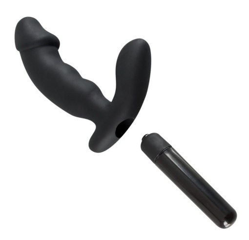 Vibrator negru cu ax ușor ondulat și gland mare la vârf Prostate Vibrator (15 cm) - Img 3