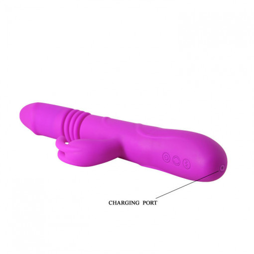 Vibrator rabbit high tech din silicon cu miscare inainte-inapoi Vibrator Pretty Love Ward In-Out 26cm - Img 8