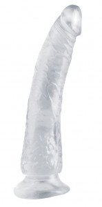 Dildo lung cu ventuza, vene si gland pronuntate Slim Seven 7", transparent (20.5 cm)