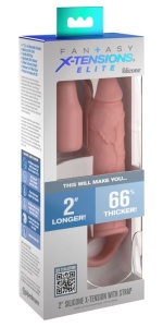 Manson prelungitor pentru penis din silicon elastic, cu inel 2" Silicone X-tension with Strap (20.3cm)