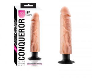 Vibrator cu functie de vibratie reglabila si ventuza de fixare CONQUEROR 8" TPR MULTI-SPEED VIBRATOR (20cm)