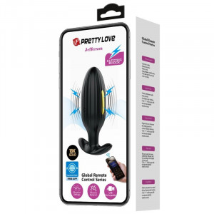 Plug anal unisex cu 3 setari de electro-stimulare, 12 moduri de vibratie Pretty Love Jefferson (9.2cm)