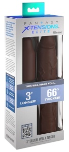 Manson prelungitor elastic din silicon moale pentru penis 3" Silicone X-tension Dark (22,9 cm)