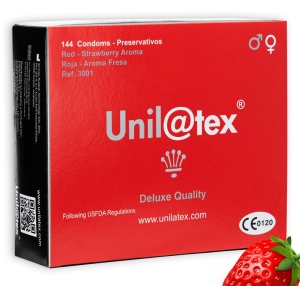 Prezervative cu aroma de capsuni Unilatex 144 buc