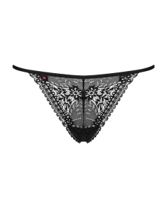 Chilot tanga din dantela fina cu motive florale Intensa thong, Obsessive, black - L/XL