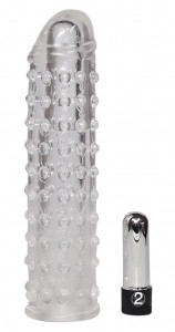 Manson transparent cu vibratii Vibro Penis Sleeve (17 cm)