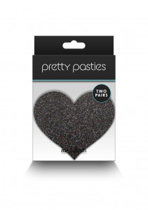 Set de 2 accesorii autoadezive Pasties Glitter Hearts 2 Pair, black