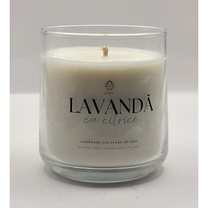 Lumânare din ceară de soia, 180 gr, LAVANDĂ CU CITRICE