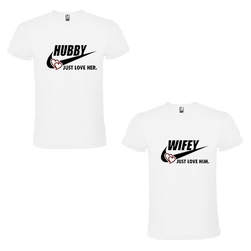 Set tricouri cuplu „Wifey & Hubby – Just Love