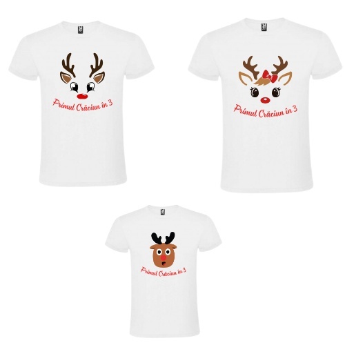 Set de tricouri personalizate pentru primul Craciun