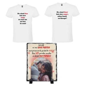 Cadou special pentru nasi – tricouri personalizate si placa ardezie