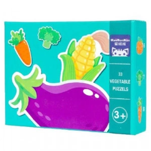 Set puzzle de jucarie  8 Legume din lemn 33 de piese