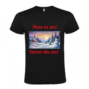 Tricou personalizat cu poza si mesajul tau- Negru