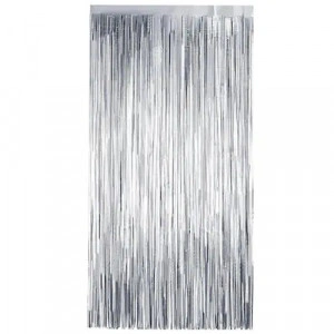 Accesorii petrecere, perdea decorativa argintie