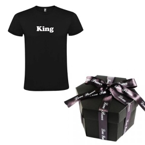 Cadoul perfect pentru Iubit – Tricou King + Cutie Foto Exploziva Neagra
