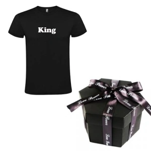 Cadoul perfect pentru Iubit – Tricou King + Cutie Foto Exploziva Neagra