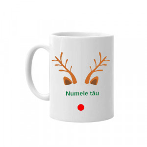 Cana personalizata cu tematica ren si numele tau