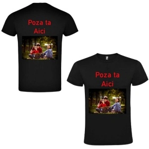 Tricou negru personalizat cu poza ta fata si verso