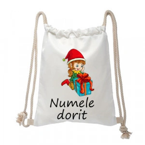 Rucsac personalizabil cu nume si spiridus