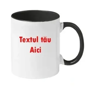 Cana Alba cu interior Negru Personalizata cu text