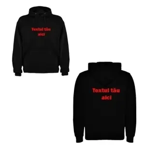 Hanorac Negru personalizat cu textul dorit fata-verso