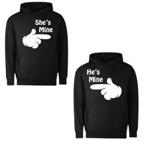 Set hanorace pentru cuplu “She’s Mine / He’s Mine”