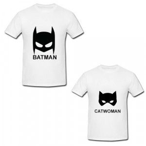 Tricouri personalizate cuplu Batman si Catwoman