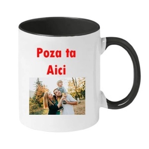 Cana Alba cu interior Negru Personalizata cu poza