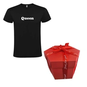 Cadoul perfect pentru Iubita – Tricou Queen + Cutie Foto Exploziva Rosie
