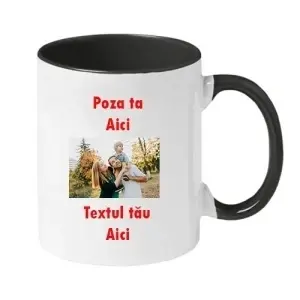 Cana Alba cu interior Negru Personalizata cu poza si text