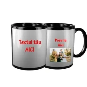 Cana Personalizata Patch- Black cu poza si textul dorit